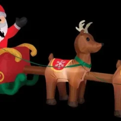 Morris Airblown Santa & Sleigh With Reindeer Large Inflatable Scene