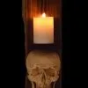Skeletons And More "Classic Skull Wall Sconce Style II W/ Ivory Flameless Candle" Haunted House Lighting