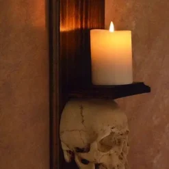 Skeletons And More "Classic Skull Wall Sconce Style II W/ Ivory Flameless Candle" Haunted House Lighting 7 Skeletons And More "Classic Skull Wall Sconce Style II W/ Ivory Flameless Candle" Haunted House Lighting -The Horror Dome Store classic skull wall sconce style ii w ivory flameless candle haunted house lighting 23613261377
