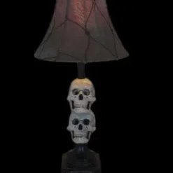 Skeletons And More "Desk Lamp With 2 Mini-Skulls And Antique Shade" Haunted House Lighting