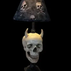 Skeletons And More "Desk Lamp With Devil Skull And Bone Shade" Haunted House Lighting