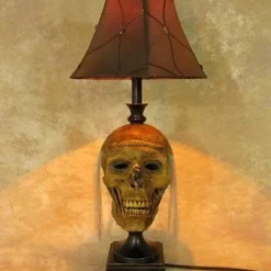 Skeletons And More "Desk Lamp With Life-size Corpse Head And Antique Shade" Haunted House Lighting -The Horror Dome Store desk lamp with life size corpse head and antique shade haunted house lighting 23613422913