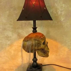 Skeletons And More "Desk Lamp With Life-size Corpse Head And Antique Shade" Haunted House Lighting -The Horror Dome Store desk lamp with life size corpse head and antique shade haunted house lighting 23613426881