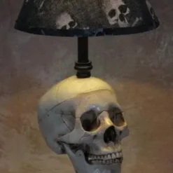 Skeletons And More "Desk Lamp With Life-size Skull And Bone Shade" Haunted House Lighting -The Horror Dome Store desk lamp with life size skull and bone shade haunted house lighting 23613599041
