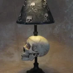 Skeletons And More "Desk Lamp With Life-size Skull And Bone Shade" Haunted House Lighting -The Horror Dome Store desk lamp with life size skull and bone shade haunted house lighting 23613604417