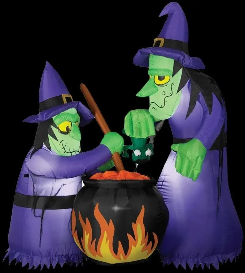 Morris "Double Witch And Cauldron" Animated Air-blown Inflatable Decoration - 6 Foot Tall 3 Morris "Double Witch And Cauldron" Animated Air-blown Inflatable Decoration - 6 Foot Tall