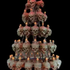 Skeletons And More "Five-Tiered Life-Size Skull Chandelier With 60 Skulls" Haunted House Lighting