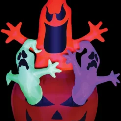 Morris "Pumpkin With Neon Ghost" Air-Blown Inflatable Hallloween Decoration