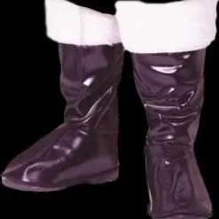 Morris "Santa Boot Tops - Black With Fur" Christmas Costume Accesory
